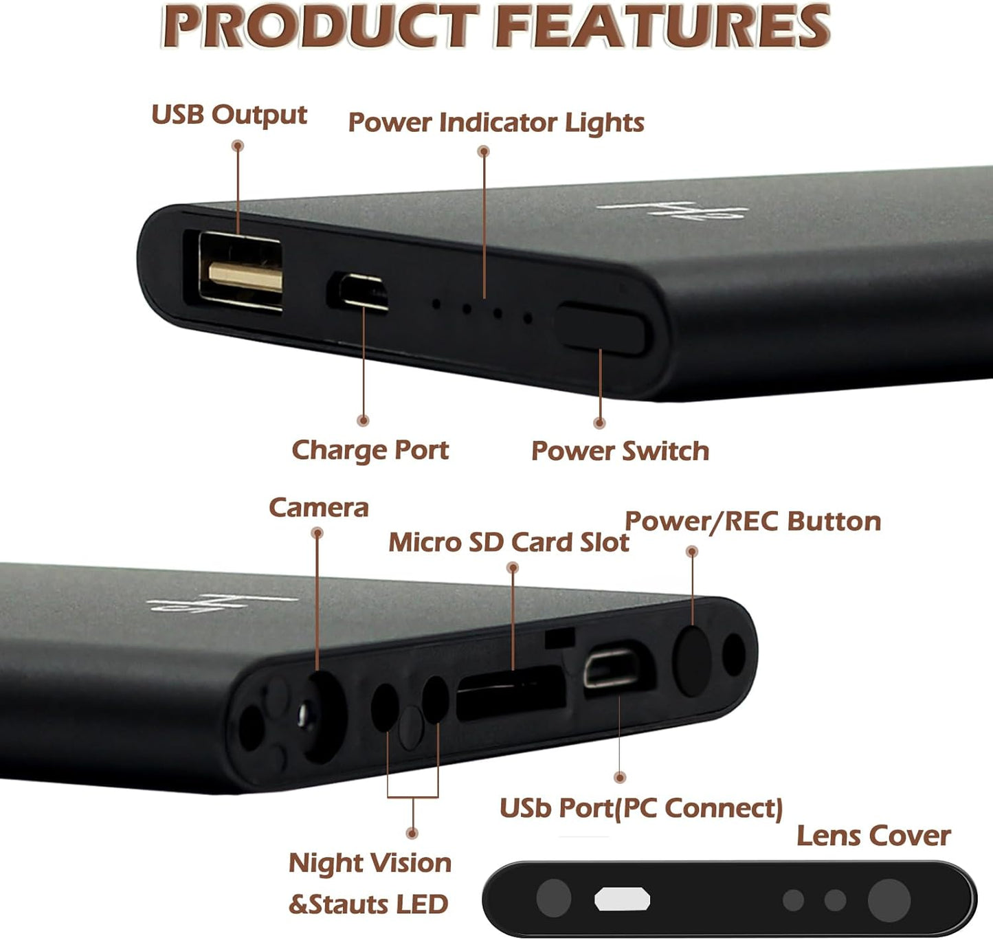 Hidden Camera Nanny Cam No Wifi Security Cameras 1080P FHD Mini Body Camera Outdoor Indoor with Night Vision for Home Surveillance No Audio