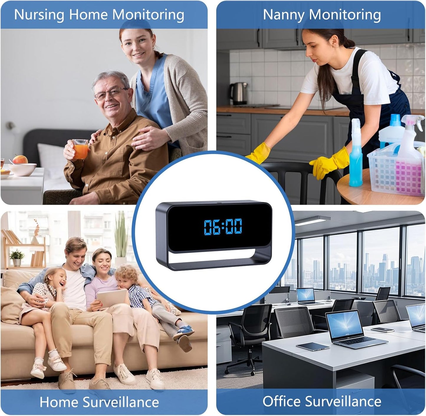 Full HD 1080P Wifi Hidden Camera Clock – Wireless Spy Camera – Mini Nanny Cam for Home Security - Night Vision