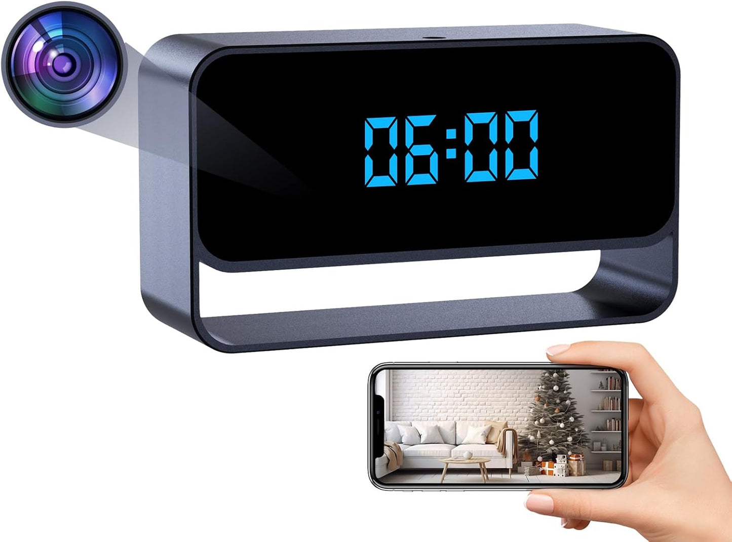 Full HD 1080P Wifi Hidden Camera Clock – Wireless Spy Camera – Mini Nanny Cam for Home Security - Night Vision