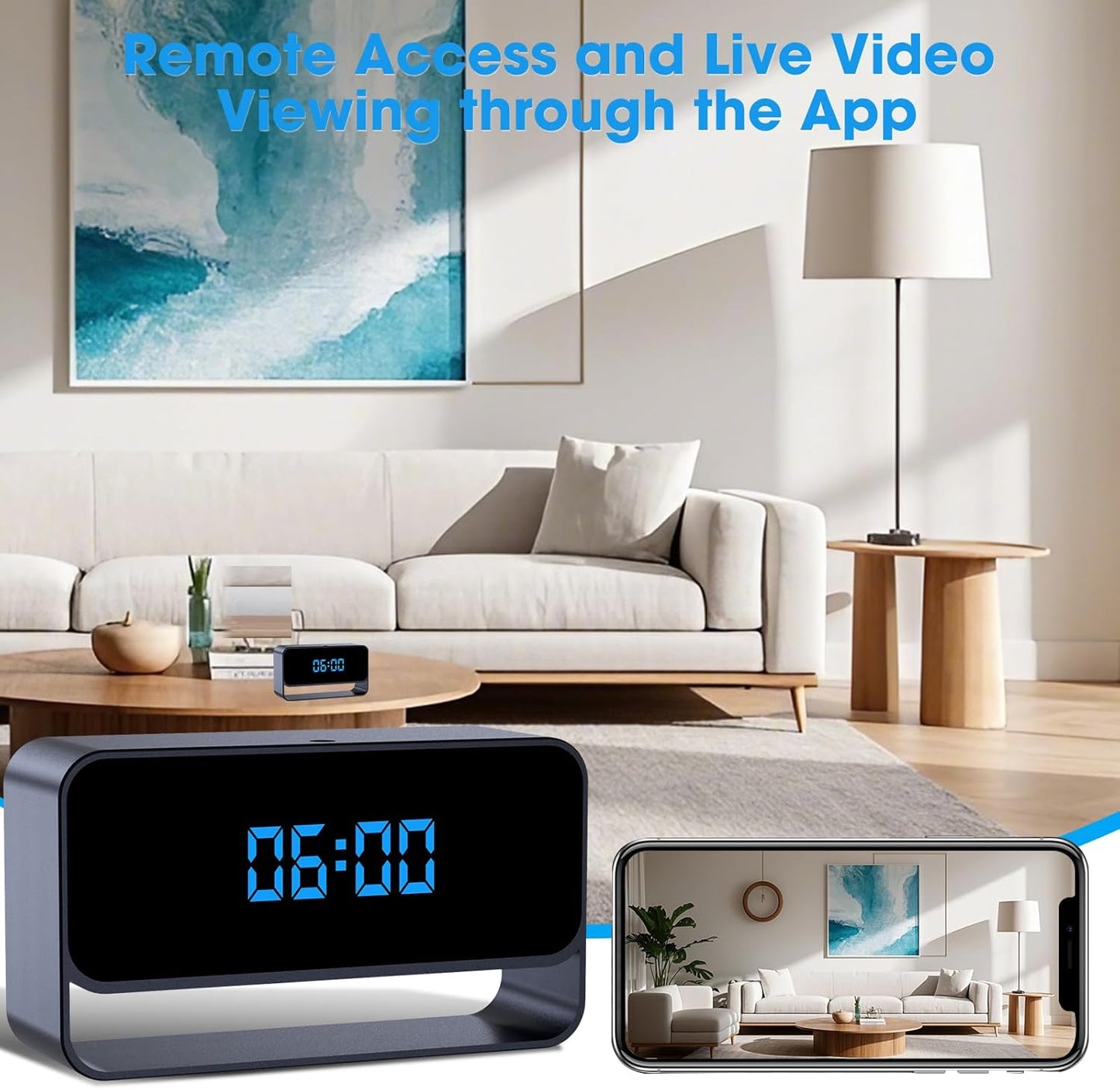 Full HD 1080P Wifi Hidden Camera Clock – Wireless Spy Camera – Mini Nanny Cam for Home Security - Night Vision