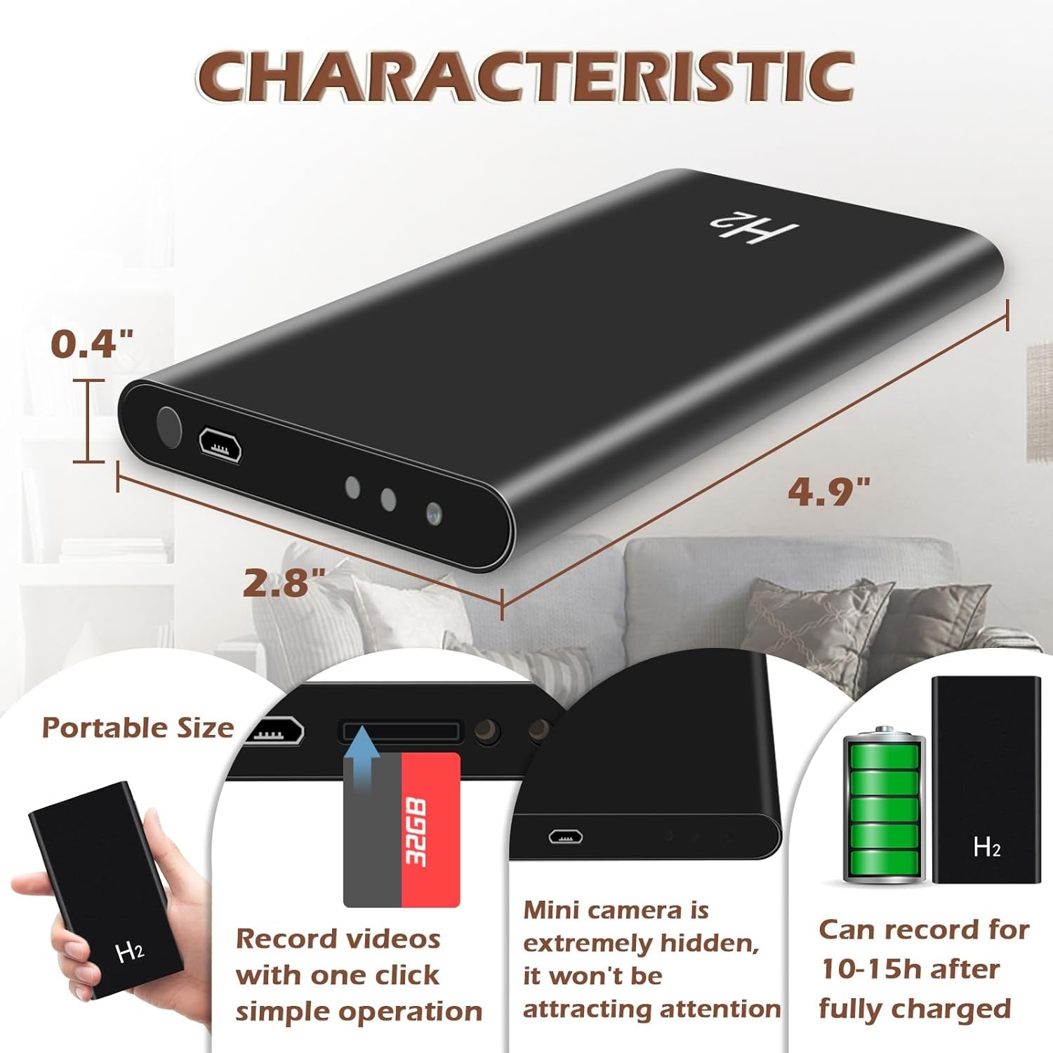 Hidden Camera Nanny Cam No Wifi Security Cameras 1080P FHD Mini Body Camera Outdoor Indoor with Night Vision for Home Surveillance No Audio