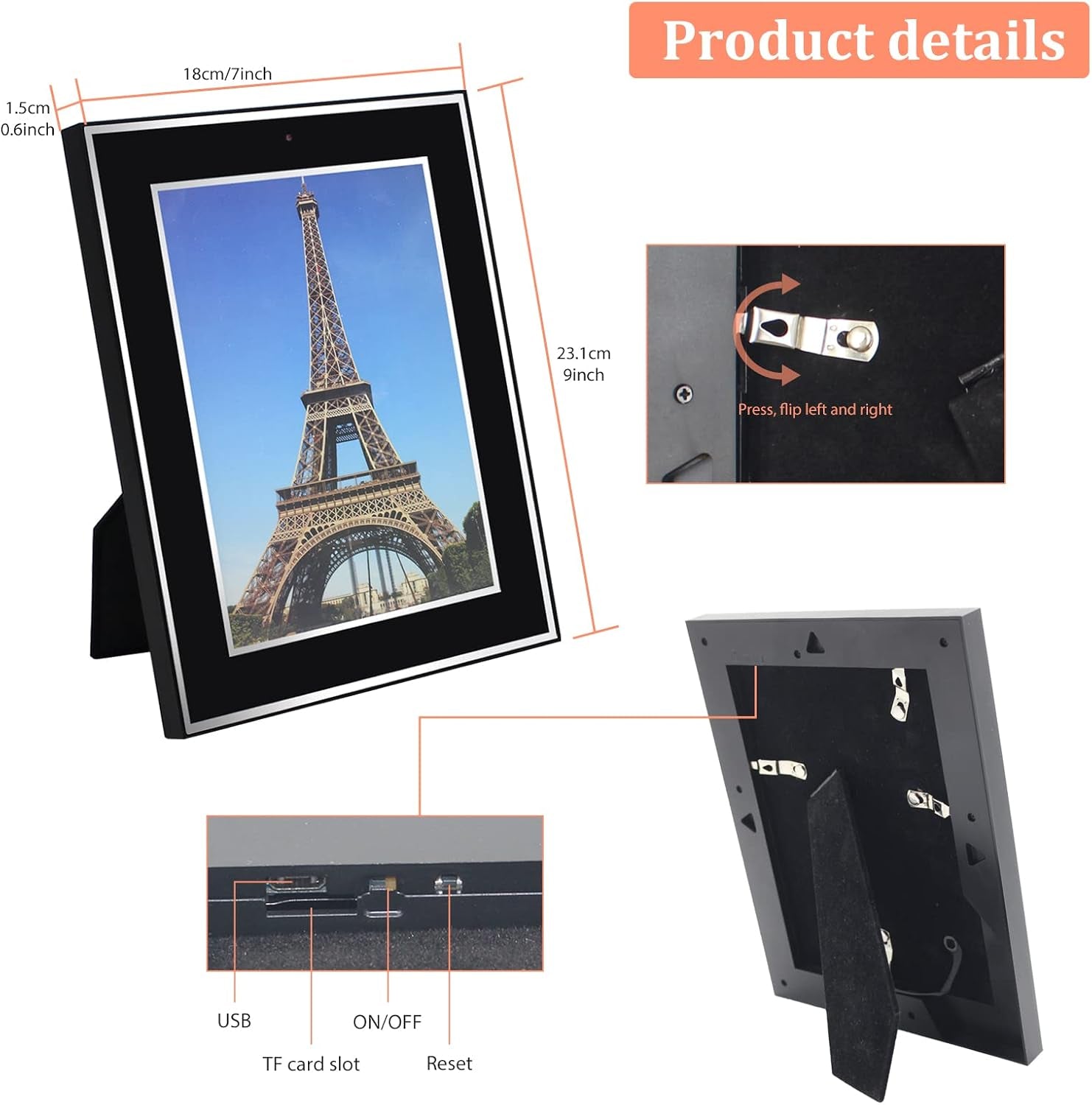 Hidden Camera Photo Frame - Wifi Spy Cam with Remote Viewing - 1080P FHD Nanny Cam for Indoor Security, Wireless Video Recorder