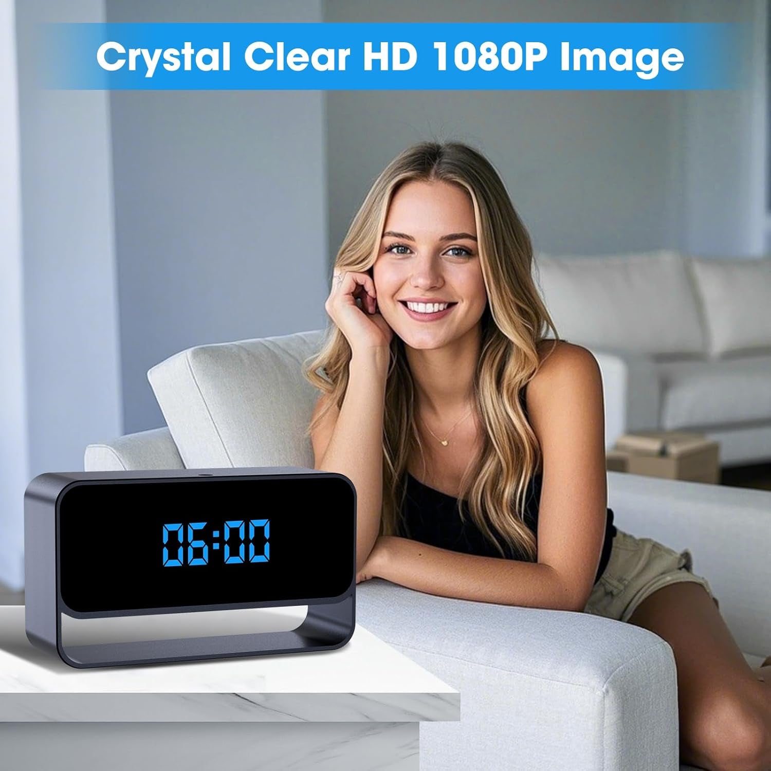 Full HD 1080P Wifi Hidden Camera Clock – Wireless Spy Camera – Mini Nanny Cam for Home Security - Night Vision