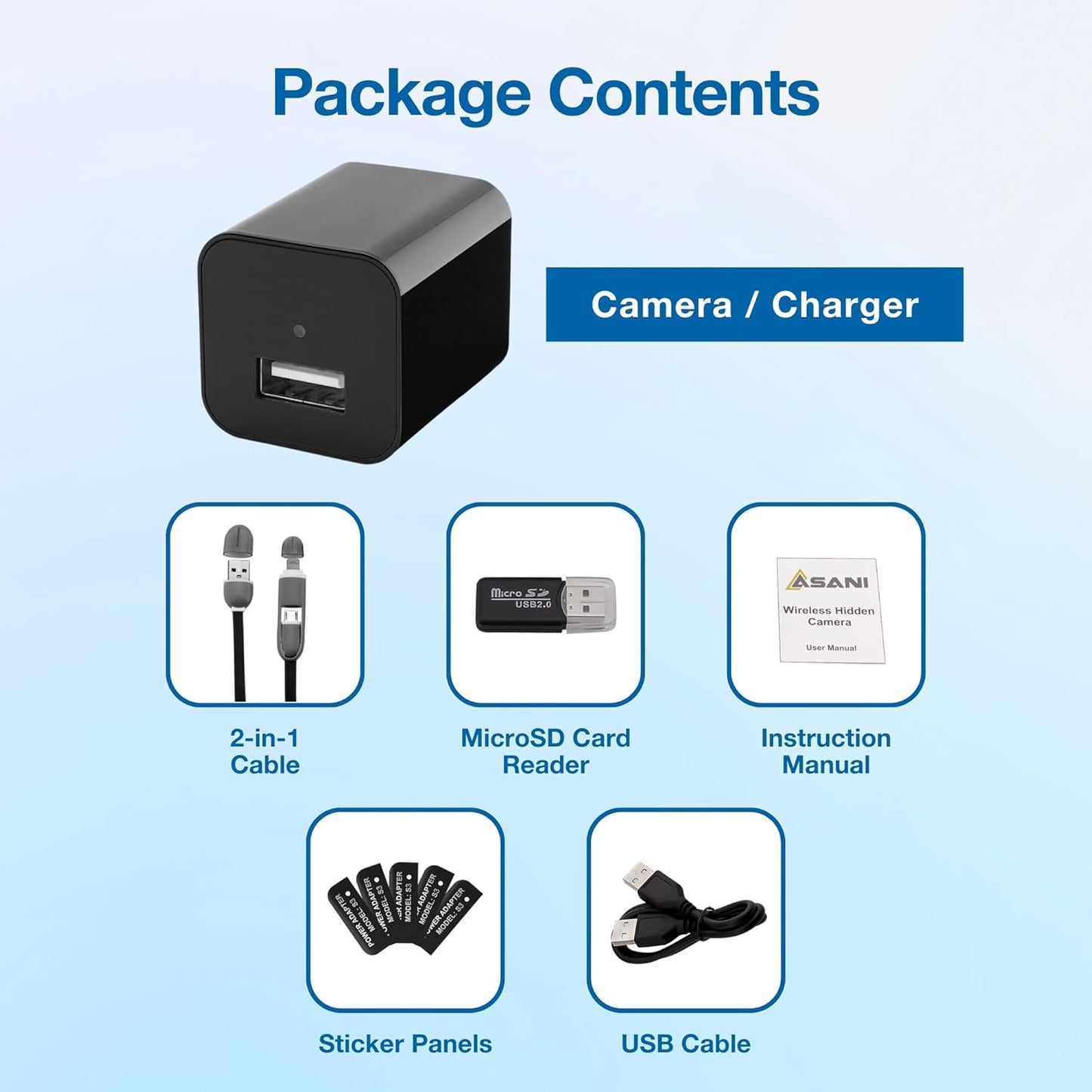 Plug-In Mini Surveillance Camera - Nanny & Pet Cam - NO Audio Recording - Records Video ONLY - Home & Office Security with Micro SD Card Slot, Motion Detection, 1080P Full HD Video