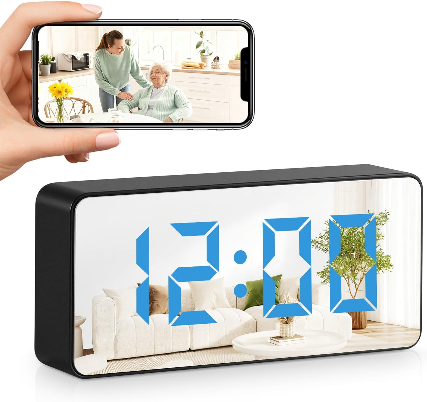 Hidden Camera Clock 1080P spy Clock,Nanny cam,WiFi Enabled, 150° Wide Angle Lens, Night Vision, Remote Monitoring — Ideal for Spy Surveillance & Nanny Monitoring