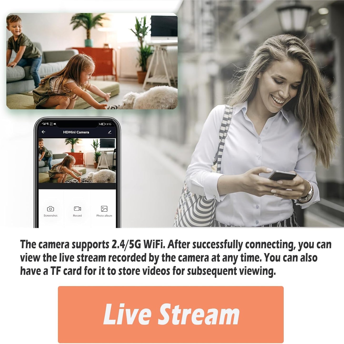 Hidden Camera Photo Frame - Wifi Spy Cam with Remote Viewing - 1080P FHD Nanny Cam for Indoor Security, Wireless Video Recorder