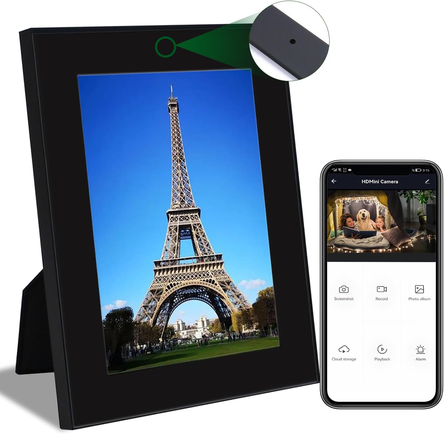 Hidden Camera Photo Frame - Wifi Spy Cam with Remote Viewing - 1080P FHD Nanny Cam for Indoor Security, Wireless Video Recorder