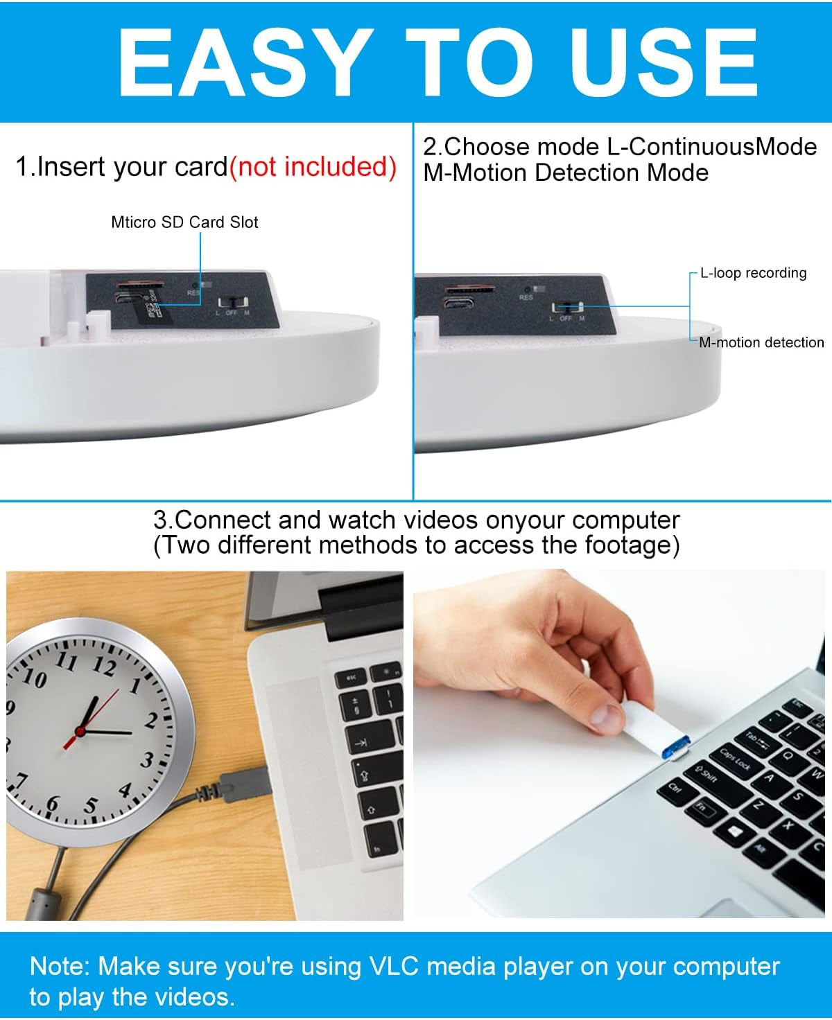 Hidden Camera Spy Camera Wall Clock,1080P Security Spy Cameras Clock with Motion Detection, Indoor Security Nanny Cam for Home Office, No Wi-Fi No Audio